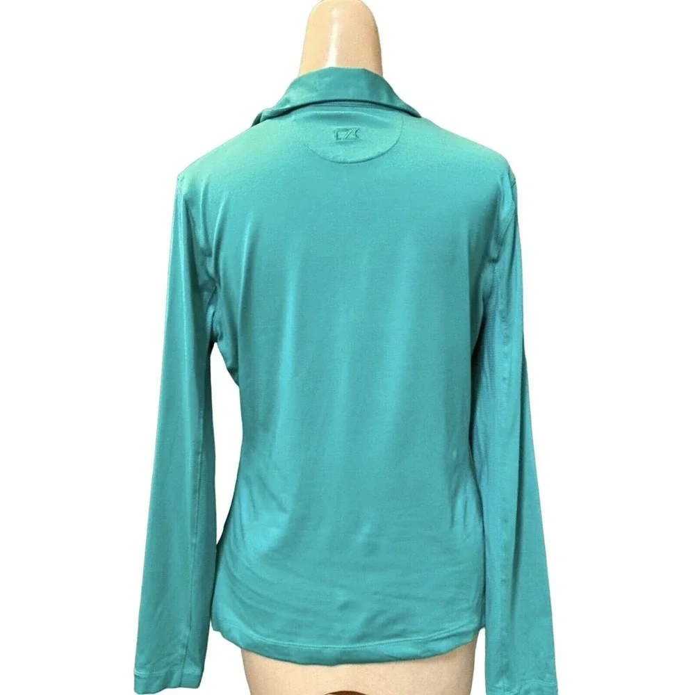 Cutter & Buck Women's CB DryTec 50+ UPF Shirt Size Small Green Long‎ Sleeves EUC